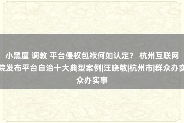 小黑屋 调教 平台侵权包袱何如认定？ 杭州互联网法院发布平台自治十大典型案例|汪晓敏|杭州市|群众办实事